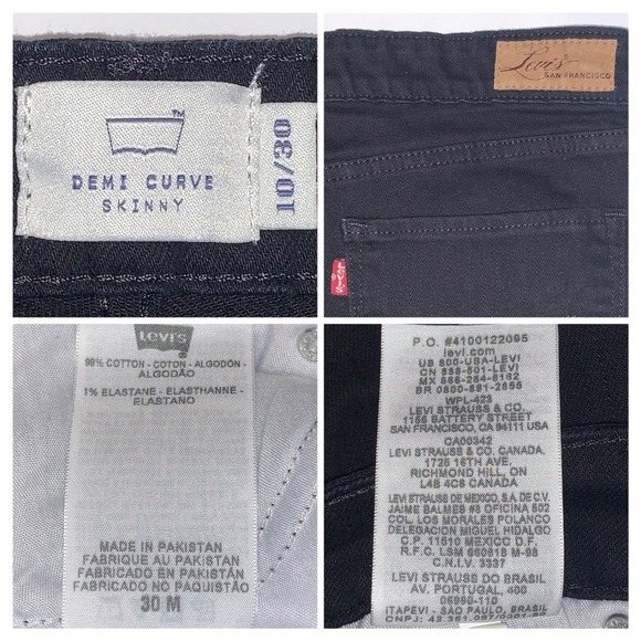 Levi's Demi Curve Skinny Jeans Women's Size 10 32W x 29.5L Black Mid-Rise - Picture 3 of 6